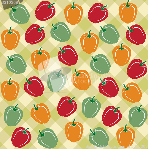 Image of Seamless pattern of sweet peppers of different colors
