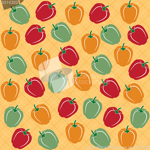 Image of Seamless pattern of sweet peppers of different colors