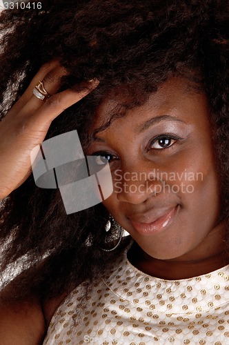 Image of Closeup portrait of a African American woman.