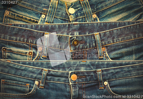Image of Blue jeans in stack