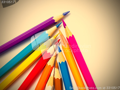 Image of colored pencils on white