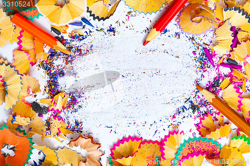 Image of colored pencil shavings