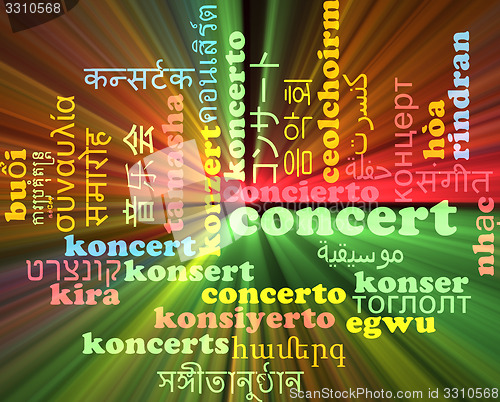 Image of Concert multilanguage wordcloud background concept glowing