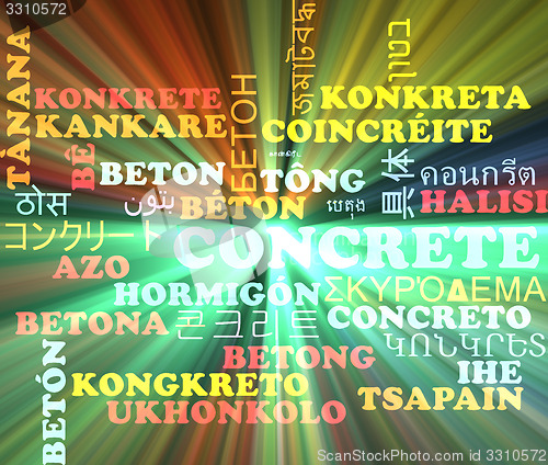 Image of Concrete multilanguage wordcloud background concept glowing