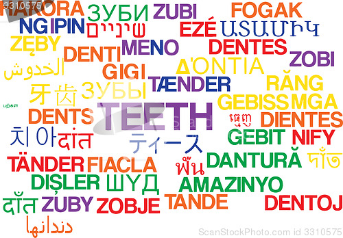 Image of Teeth multilanguage wordcloud background concept