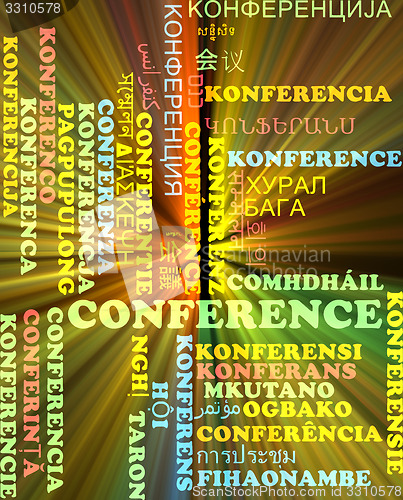 Image of Conference multilanguage wordcloud background concept glowing