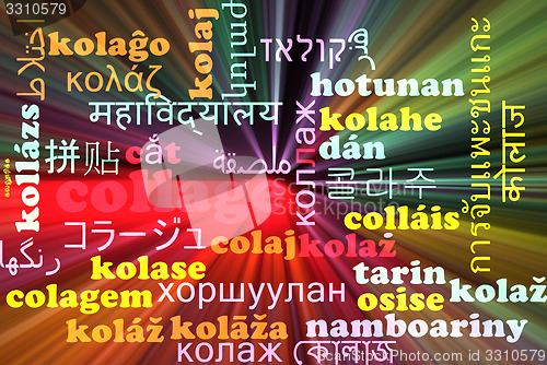 Image of Collage multilanguage wordcloud background concept glowing