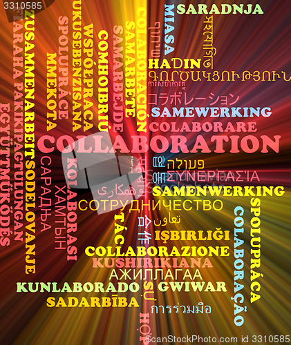 Image of Collaboration multilanguage wordcloud background concept glowing