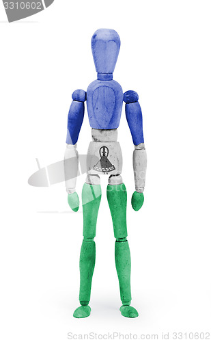 Image of Wood figure mannequin with flag bodypaint - Lesotho