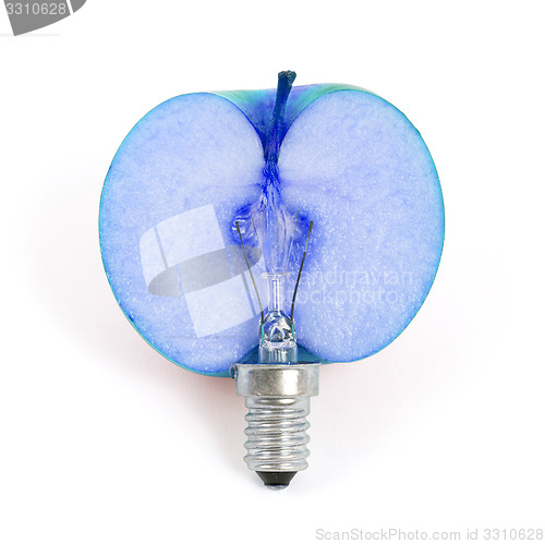 Image of Apple lightbulb, concept of green energy