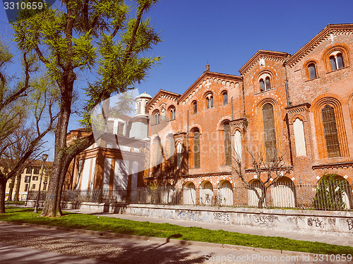 Image of Retro look Sant Eustorgio church Milan