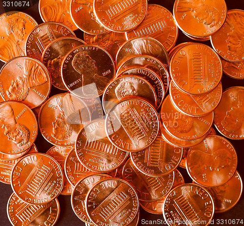 Image of Retro look Dollar coins 1 cent wheat penny cent