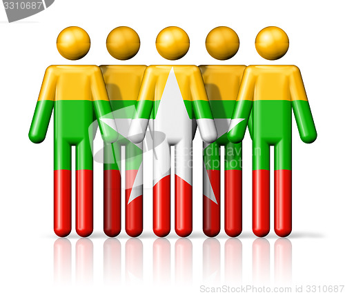 Image of Flag of Burma Myanmar on stick figure