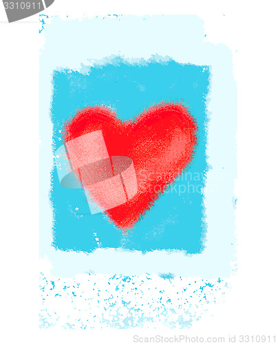 Image of Abstract bright red heart on blue background
