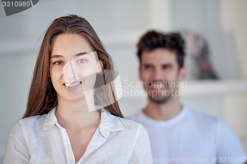 Image of happy young romantic couple have fun arelax  relax at home