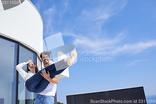 Image of happy young romantic couple have fun arelax  relax at home