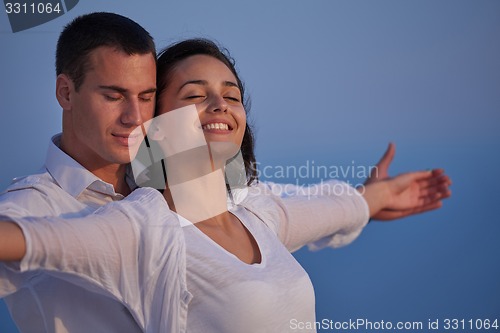 Image of happy young romantic couple have fun arelax  relax at home