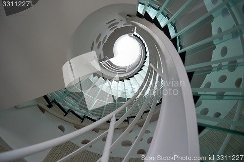 Image of modern glass spiral staircase