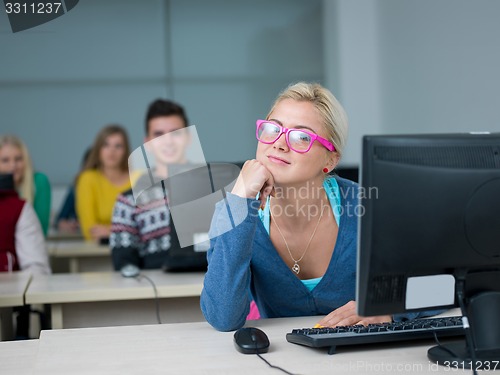 Image of students group in computer lab classroom