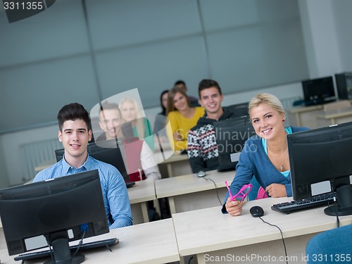 Image of students group in computer lab classroom