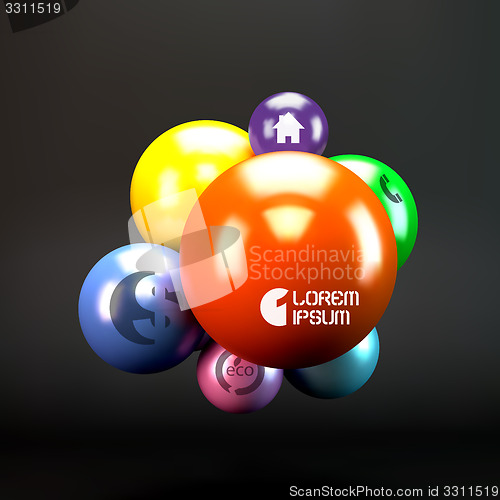 Image of 3D concept illustration. Vector template.