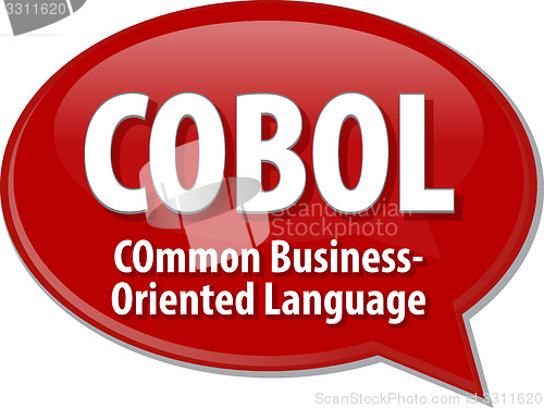 Image of COBOL acronym definition speech bubble illustration