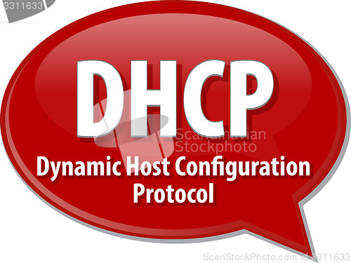Image of DHCP acronym definition speech bubble illustration