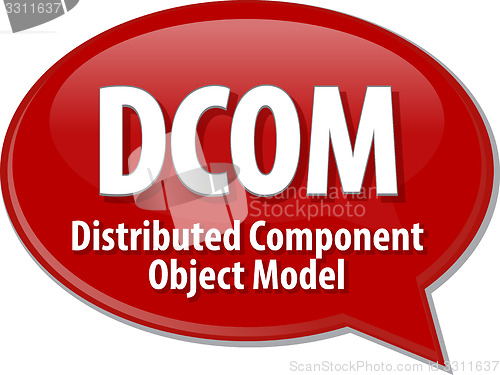 Image of DCOM acronym definition speech bubble illustration