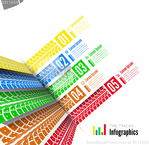 Image of Tire tracks infographics background