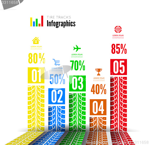 Image of Tire tracks infographics background