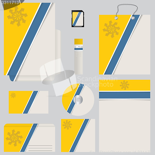 Image of Blue yellow business set with striped design