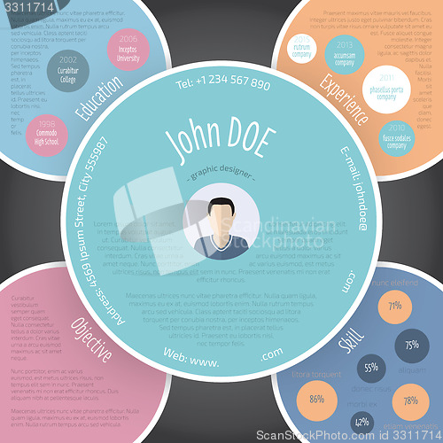 Image of Colorful circles resume cv template design