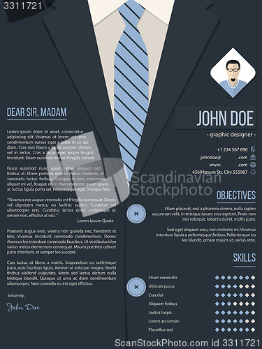 Image of Cool cover letter resume template with business suit background