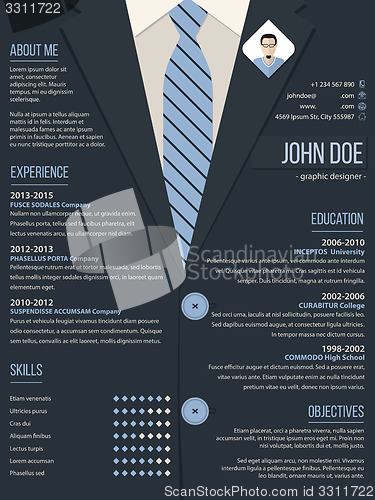 Image of Cool resume cv template with business suit background