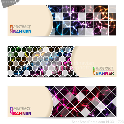 Image of Cool banner set with abstract laser plasma background