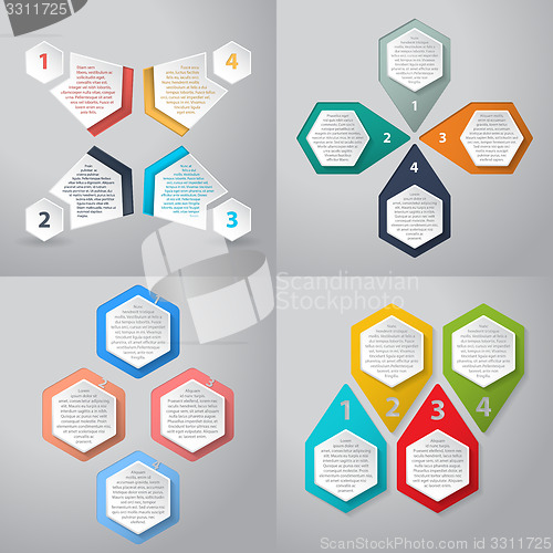 Image of Infographics background with 4 option hexagon elements