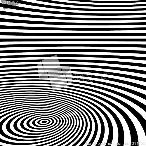 Image of Pattern with optical illusion. Black and white background. 