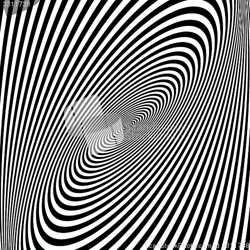 Image of Pattern with optical illusion. Black and white background. 