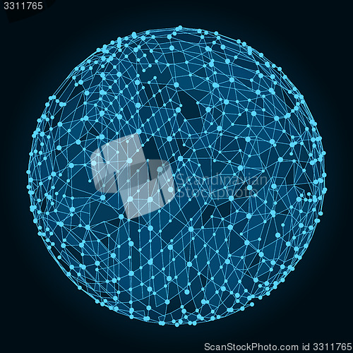 Image of 3d sphere. Global digital connections. Technology concept. 