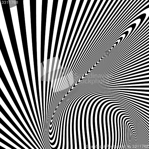 Image of Pattern with optical illusion. Black and white background. 