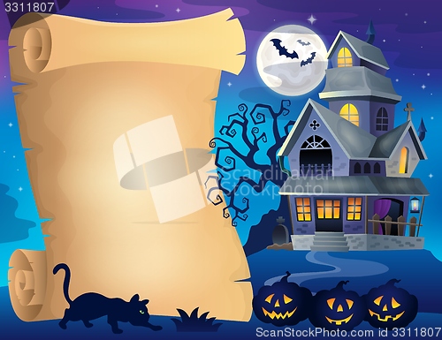 Image of Parchment with haunted house thematics 2