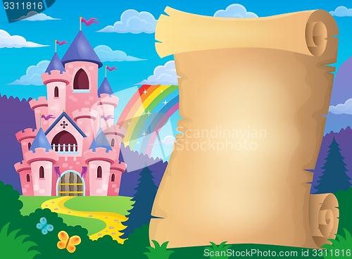 Image of Parchment and pink castle