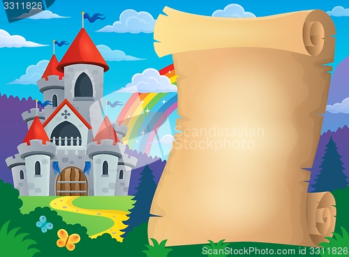 Image of Parchment and fairy tale castle