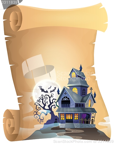 Image of Parchment with haunted house thematics 1