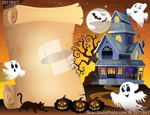 Image of Parchment with haunted house thematics 3