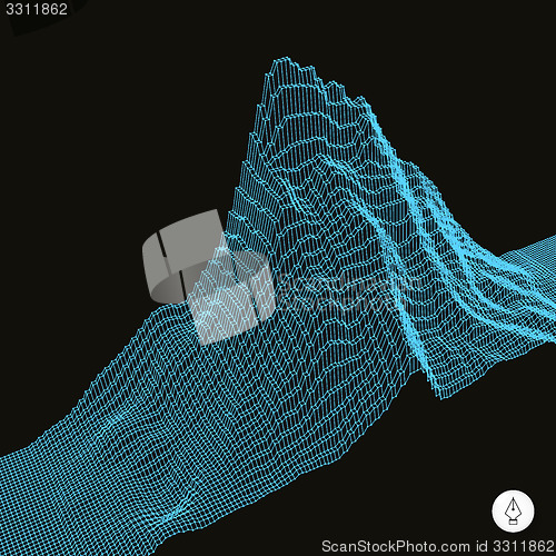 Image of Abstract landscape background. Cyberspace grid. 