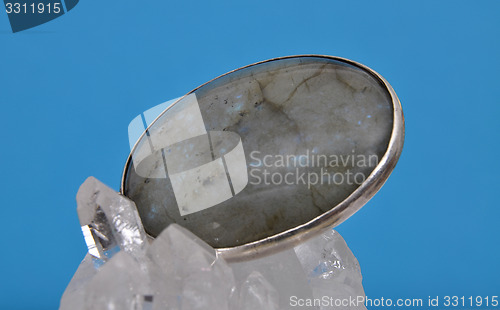 Image of Labradorite on rock crystal