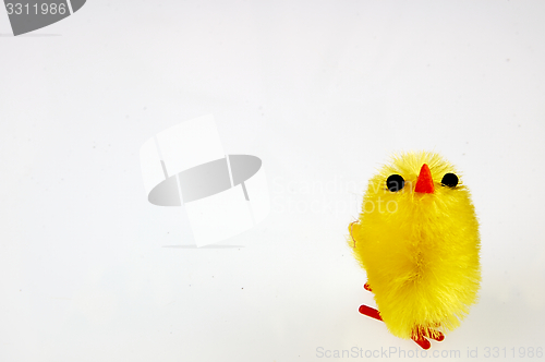 Image of Little yellow chickens. Easter decorations.