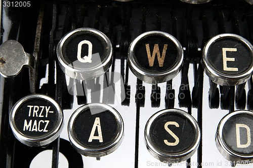 Image of Old, dusty typewriter seen up close.