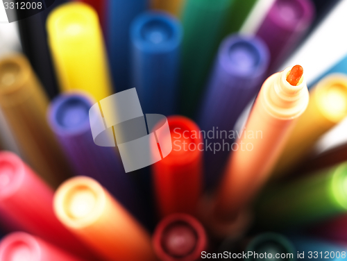 Image of Colorful school markers closely.